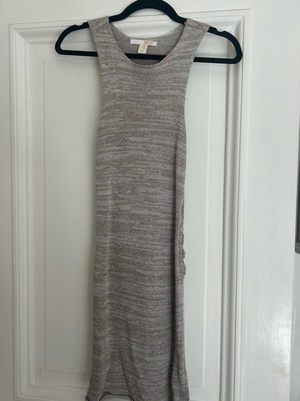 Amuse Society Neutral Knit Mini Dress in Taupe and Cream / Missoni style